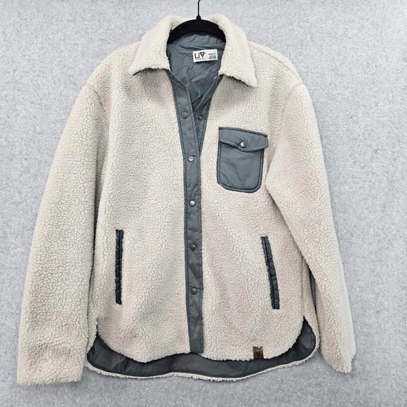 LIV Cora Sherpa Shacket Sage‎ and Cream Women's Size Small - Picture 1 of 8